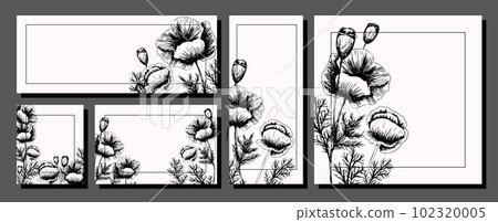 A set of congratulatory posters for the day of remembrance of the Second World War.Red poppies.May 8 and 9. 102320005