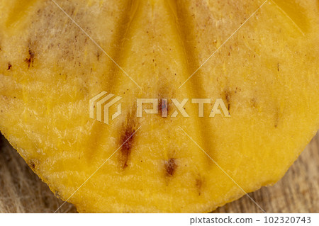 Half-ripe Orange persimmon, close up Half-ripe Orange persimmon, close up 102320743