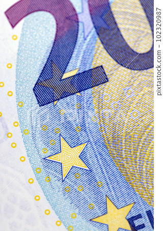 Close-up of the twenty euro banknote of the European Union 102320987