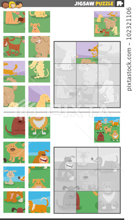 jigsaw puzzle game set with cartoon dogs characters 102321106