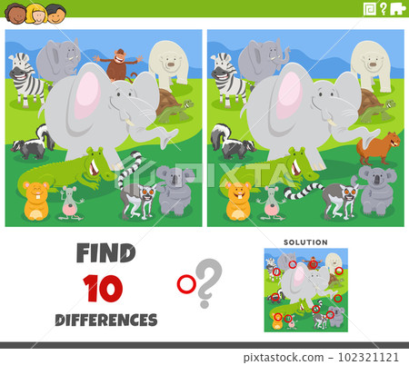differences game with comic animal characters group differences game with comic animal characters group 102321121