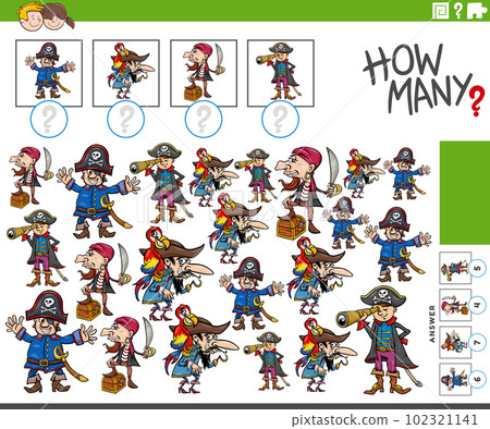 how many cartoon pirates characters counting activity 102321141