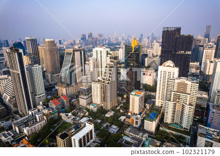 Aerial view of Watthana district in Bangkok, Thailand 102321179