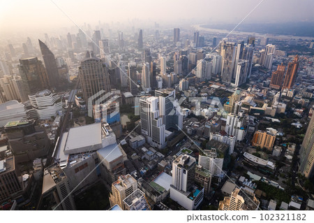 Aerial view of Watthana district in Bangkok, Thailand 102321182