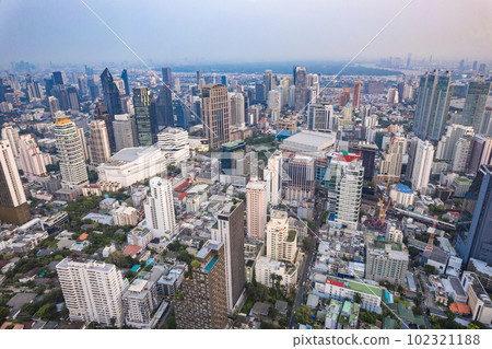 Aerial view of Phrom Phong district in Bangkok, Thailand Aerial view of Phrom Phong district in Bangkok, Thailand 102321188