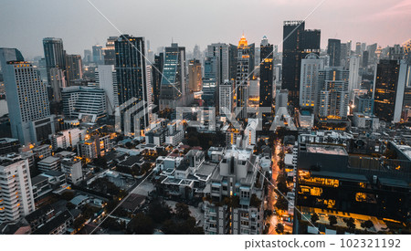 Aerial view of Asoke district in Bangkok, Thailand 102321192