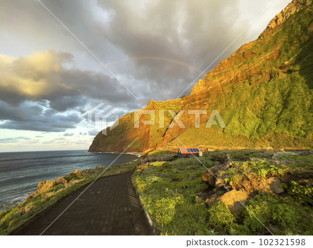 Achadas da cruz village stone path sunset view 102321598