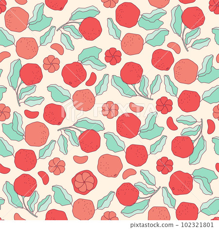 Vector seamless pattern with grapefruit and... - Stock Illustration ...
