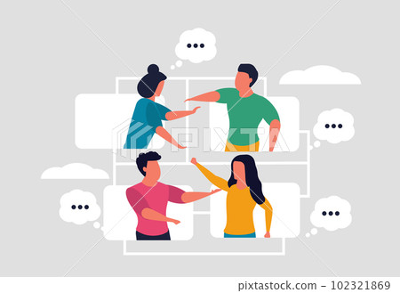 Online meeting or remote communication of colleagues at work. Internet communication and videoconferencing. Collaboration and collaboration made easy. Vector illustration concept Online meeting or remote communication of colleagues at work. Internet communication and videoconferencing. Collaboration and collaboration made easy. Vector illustration concept 102321869