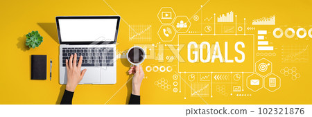Goal theme with person using laptop computer 102321876