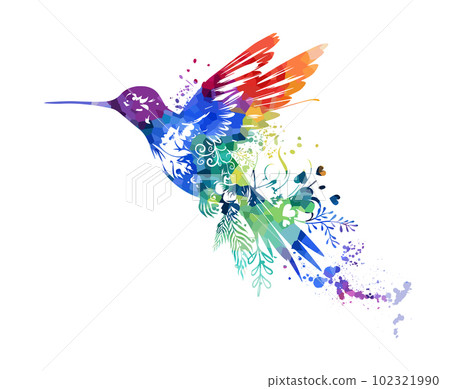 Colored flying bird hummingbird. Abstraction. Vector illustration 102321990