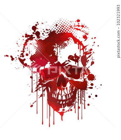 Vintage Retro Design Bloody Skull Illustration T-Shirt Printing Artwork, blood, bone, dead, art, fresh, cutting, healthy. Vector illustration Vintage Retro Design Bloody Skull Illustration T-Shirt Printing Artwork, blood, bone, dead, art, fresh, cutting, healthy. Vector illustration 102321993