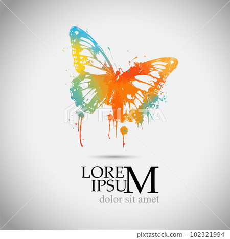 Object watercolor colored butterfly with blots. Vector illustration Object watercolor colored butterfly with blots. Vector illustration 102321994
