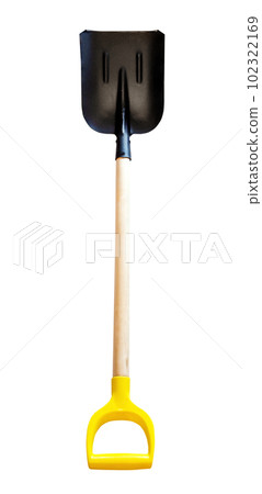 steel shovel with wooden handle isolated on white 102322169