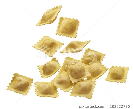 Ravioli pasta isolated on white background with clipping path 102322780