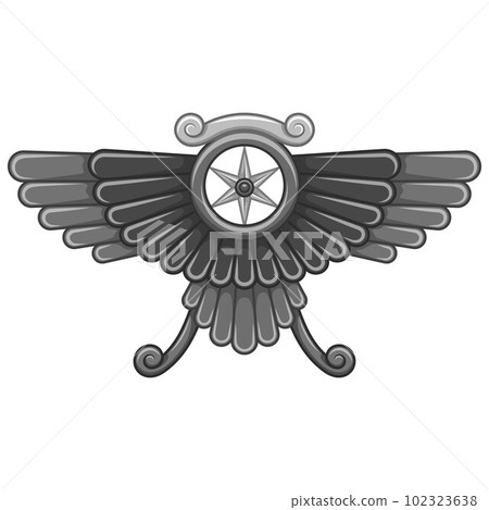 Zoroastrian winged disc vector design 102323638