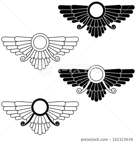 Zoroastrian winged disc vector design Zoroastrian winged disc vector design 102323639