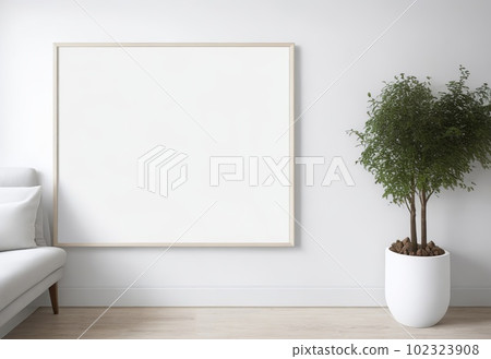 Frame mockup in living room design. Generative AI. Frame mockup in living room design. Generative AI. 102323908