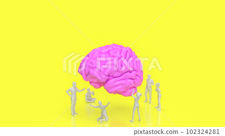 Pink Brain and human figure for sci or creative concept 3d rendering 102324281