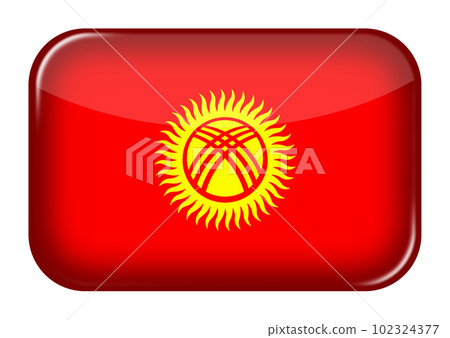 Kyrgyzstan web icon rectangle button with clipping path 3d illustration 102324377