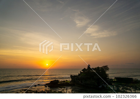 Stunning view of Tanah Lot Temple with beautiful sunset view Stunning view of Tanah Lot Temple with beautiful sunset view 102326366