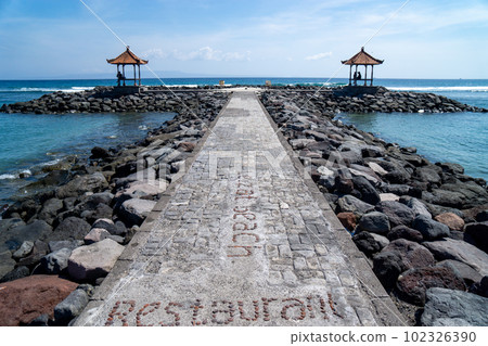 A covered bench like Bali on Sanur Beach 102326390