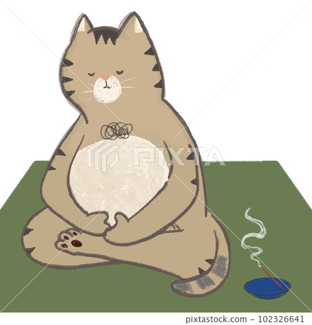 Meditating cat yoga mindfulness zazen Meditating cat yoga mindfulness zazen 102326641