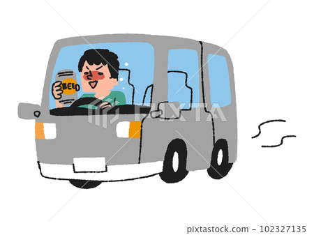 Illustration of a man driving drunk Illustration of a man driving drunk 102327135