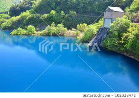 Lake Okushima in spring with Shima Blue Lake Okushima in spring with Shima Blue 102328478