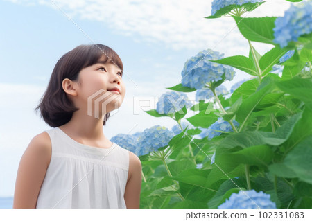 girl hydrangea blue sky future hope girl hydrangea blue sky future hope 102331083