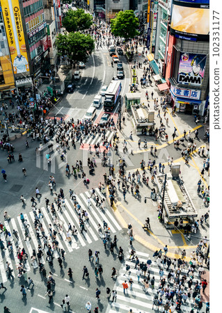 [Tokyo] Shibuya scramble crossing crowded during Golden Week 102331177