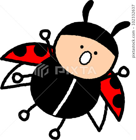 Ladybug character flying in the sky Spring insect vector illustration material Ladybug character flying in the sky Spring insect vector illustration material 102332637
