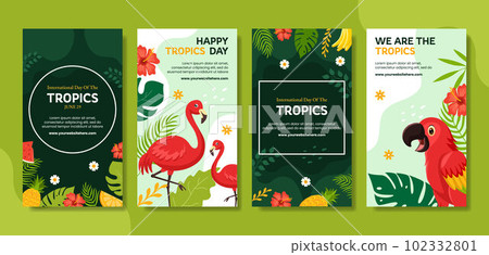 International Day of the Tropic Celebration Social Media Stories Flat Cartoon Hand Drawn Templates Background Illustration 102332801