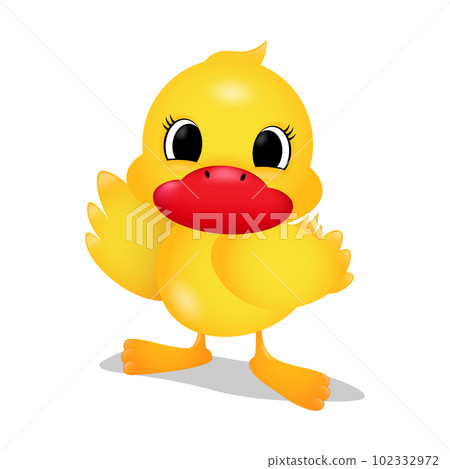 Cartoon yellow little duck, vector illustration 102332972
