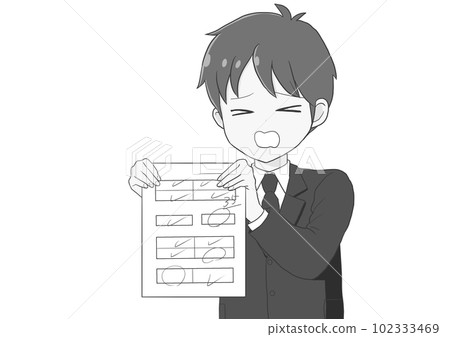 Male student showing a bad test Gray 102333469