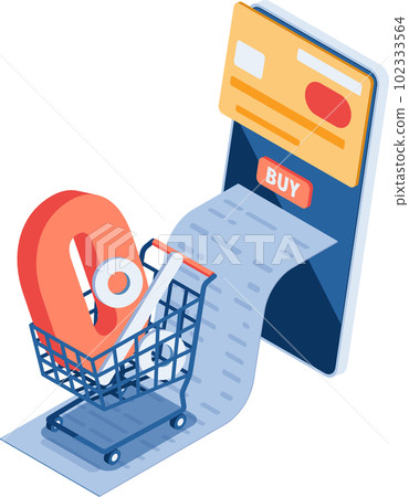 Isometric Online Shopping with Zero Percent Interest Installment Payments 102333564