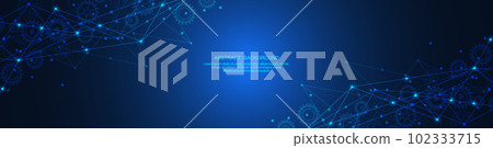 Abstract technology background of global network connection and communication with connecting the dots and lines for banner design or header. Vector illustration Abstract technology background of global network connection and communication with connecting the dots and lines for banner design or header. Vector illustration 102333715