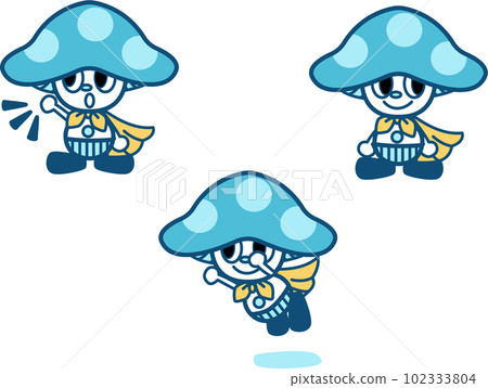 一組擬人化的蘑菇人物打扮成英雄矢量圖素材合集 102333804