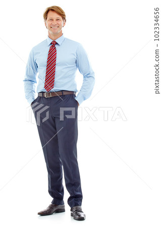 Business has never looked this stylish. Studio portrait of a confident mature businessman isolated on white. 102334656