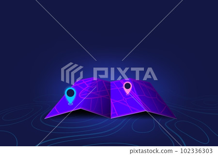 3D road map. Location pins. GPS icons. Local place. Paper navigator for car traffic. Direction in city. Phone button or city destination pointer. Route travel search. Vector navigation roadmap symbols 3D road map. Location pins. GPS icons. Local place. Paper navigator for car traffic. Direction in city. Phone button or city destination pointer. Route travel search. Vector navigation roadmap symbols 102336303