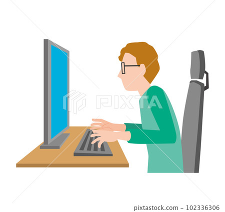 使用 PC 工作的人的插圖 使用 PC 工作的人的插圖 102336306