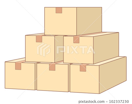 Illustration of stacked cardboard boxes [Moving, delivery, cardboard, packing tape, packing, warehouse] 102337230