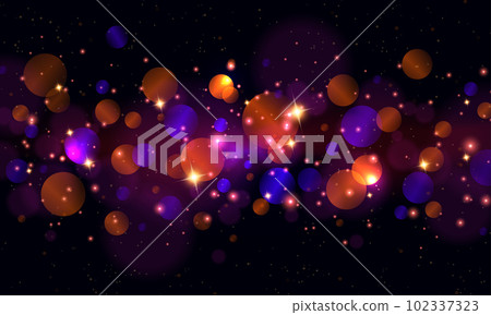Bright shiny circles of blue and orange colors on a black background 102337323