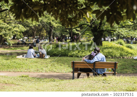 Couple dating in the park Couple dating in the park 102337531