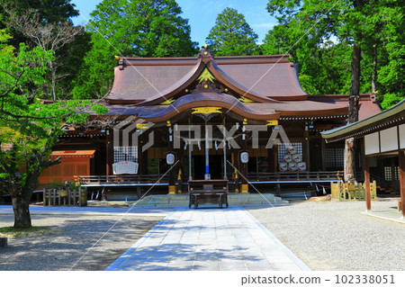 [Tokushima Prefecture] Cannabis Hiko Shrine Outer Worship Hall in Sunny Weather 102338051