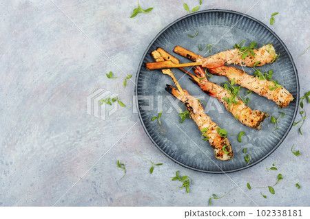 Large shrimp grill. Large shrimp grill. 102338181