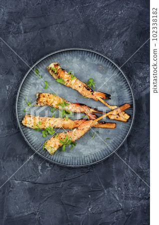 Large shrimp grill. Large shrimp grill. 102338182