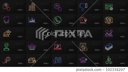 Set of Businesswoman person, Web settings and Survey results line icons. Include Swipe up, Work home, Street light icons. Call center, Shop cart, Time management web elements. Vector Set of Businesswoman person, Web settings and Survey results line icons. Include Swipe up, Work home, Street light icons. Call center, Shop cart, Time management web elements. Vector 102338207