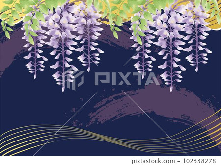 紫藤花水彩模擬手繪日式日式日式花紋框背景圖素材 102338278