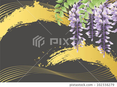 紫藤花水彩模擬手繪日式日式日式花紋框背景圖素材 102338279
